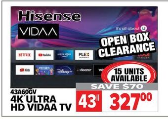 2001 Audio Video Hisense 43 4k ultra hd vidaa tv offer