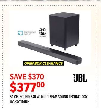 2001 Audio Video Jbl 5.1 ch. sound bar w/ multibeam sound technology offer