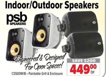 2001 Audio Video Psb speakers indoor/outdoor speakers offer