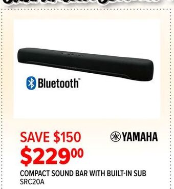 2001 Audio Video Yamaha compact sound bar with built-in sub offer