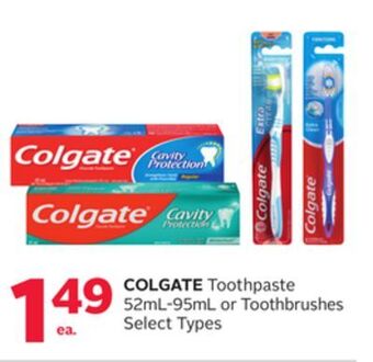 Rexall Colgate toothpaste 52ml-95ml or toothbrushes offer