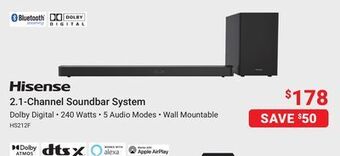 Visions Electronics Hisense 2.1-channel soundbar system offer