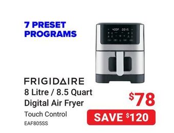 Visions Electronics Frigidaire 8 litre / 8.5 quart digital air fryer offer
