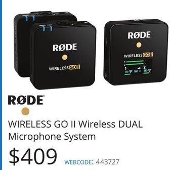 Vistek Rode wireless go ii wireless dual microphone system offer