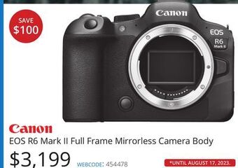 Vistek Canon eos r6 mark ii full frame mirrorless camera body offer