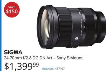 Vistek Sigma 24-70mm f/2.8 dg dn art-sony e-mount offer