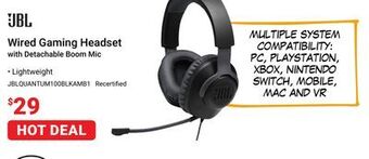 Visions Electronics Jbl wired gaming headset with detachable boom mic offer
