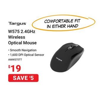 Visions Electronics Targus w575 2.4ghz wireless optical mouse offer