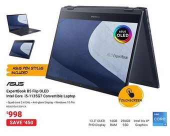 Visions Electronics Asus expertbook b5 flip oled intel core i5-1135g7 convertible laptop offer