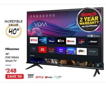 Visions Electronics Hisense 40 fhd vidaa smart tv offer