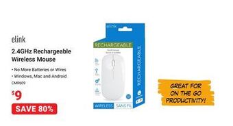 Visions Electronics Elink 2.4ghz rechargeable wireless mouse offer
