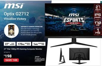Visions Electronics Msi 27 flat 1080p ips gaming computer monitor offer