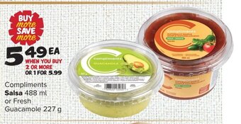Thrifty Foods Compliments Salsa or Fresh Guacamole offer