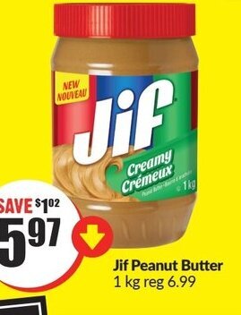 FreshCo Jif Peanut Butter 1kg offer