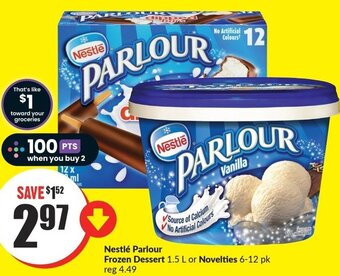 FreshCo Nestlé Parlour Frozen Dessert 1.5 L or Novelties 6-12 pk offer