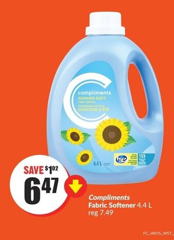 FreshCo Compliments Fabric Softener 4.4 L offer