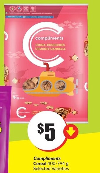 FreshCo Compliments Cereal 400-794 g offer