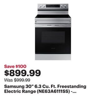 Best Buy Samsung 30 6.3 cu. ft. freestanding electric range (ne63a6111ss) - stainless steel offer