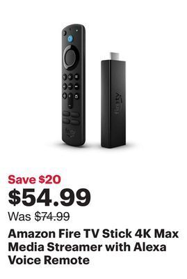 Best Buy Amazon fire tv stick 4k max media streamer with alexa voice remote offer