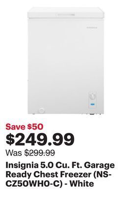 Best Buy Insignia 5.0 cu. ft. garage ready chest freezer (ns-cz50wh0-c) - white offer