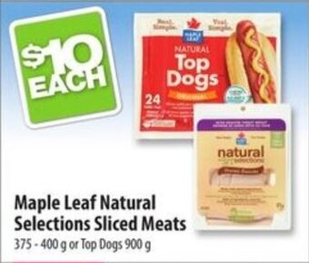 Co-op Maple Leaf Natural Selections Sliced Meats 375 - 400 g or Top Dogs 900 g offer