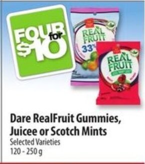 Co-op Dare RealFruit Gummies, Juicee or Scotch Mints 120 - 250 g offer