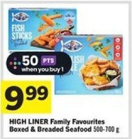 Foodland HIGH LINER Family Favourites Boxed & Breaded Seafood 500 - 700 g offer