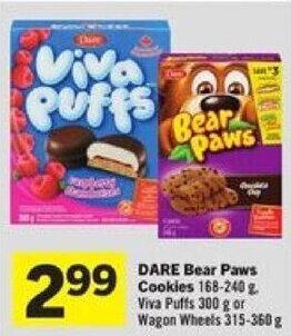 Foodland DARE Bear Paws Cookies 168 - 240 g. Viva Puffs 300 g or Wagon Wheels 315 - 360 g offer