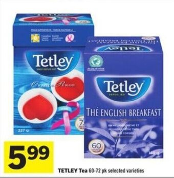 Foodland TETLEY Tea 60 - 72 pk selected varieties offer