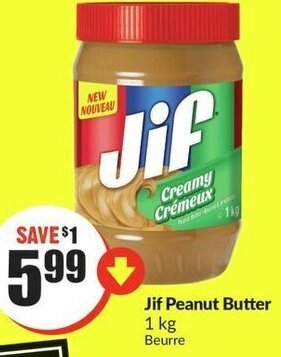 FreshCo Jif Peanut Butter 1kg offer