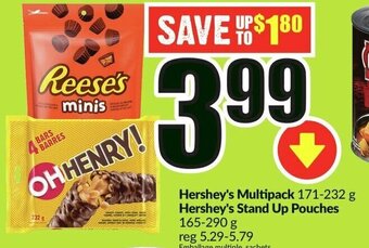 FreshCo Hershey's Multipack 171-232 g Hershey's Stand Up Pouches 165-290 g offer