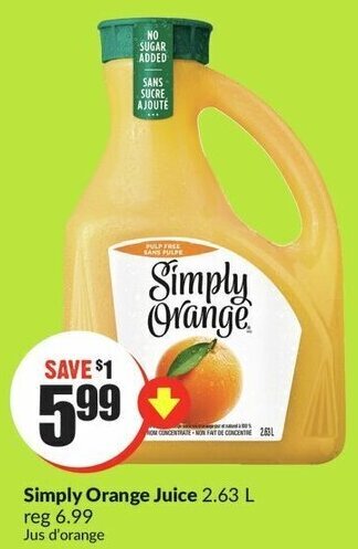 FreshCo Simply Orange Juice 2.63 L offer