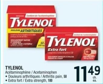 Jean Coutu TYLENOL Acetaminophen • Arthritis pain, 50 • Extra strength, 100 offer
