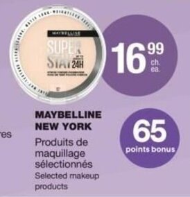 Jean Coutu MAYBELLINE NEW YORK Selected makeup products offer