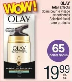 Jean Coutu OLAY Total Effects Selected facial care products offer