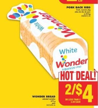 No Frills WONDER BREAD 675 g offer
