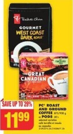 No Frills PC ROAST AND GROUND COFFEE or PODS offer