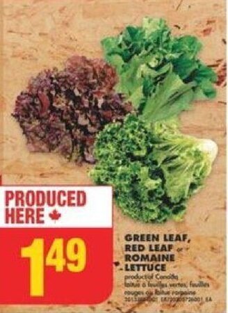 No Frills GREEN LEAF, RED LEAF ROMAINE LETTUCE offer