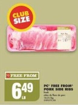 No Frills PC FREE FROM PORK SIDE RIBS offer