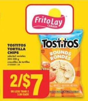 No Frills TOSTITOS TORTILLA CHIPS 205 - 300 g offer