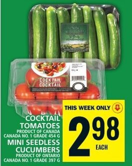Food Basics COCKTAIL TOMATOES OR MINI SEEDLESS CUCUMBERS offer