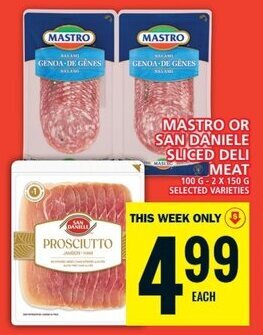 Food Basics MASTRO OR SAN DANIELE SLICED DELI MEAT offer