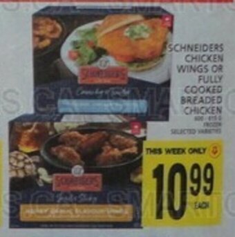 Food Basics SCHNEIDERS CHICKEN WINGS OR FULLY COOKED BREADED CHICKEN offer