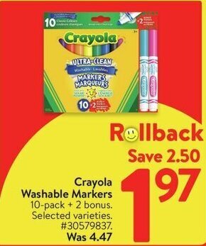Walmart Crayola Washable Markers offer
