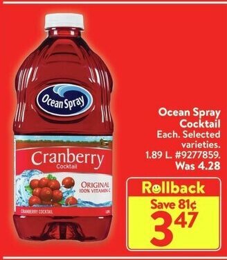 Walmart Ocean Spray Cocktail offer