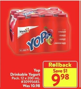 Walmart Yop Drinkable Yogurt offer