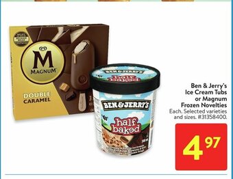 Walmart Ben & Jerry's Ice Cream Tubs or Magnum Frozen Novelties offer