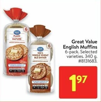 Walmart Great Value English Muffins offer