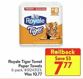 Walmart Royale Tiger Towel Paper Towels offer