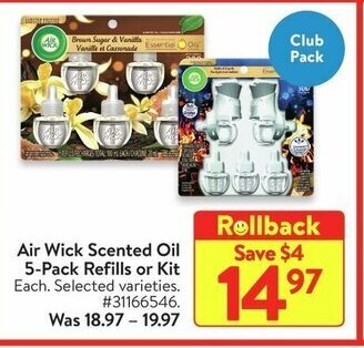 Walmart Air Wick Scented Oil 5-Pack Refills or Kit offer